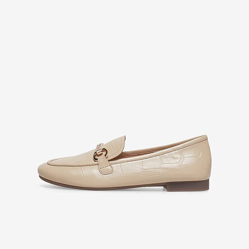 Basto Spring Mall Same Style Fashion Trendy Commuter Loafers Women Single Shoes Off-White 37