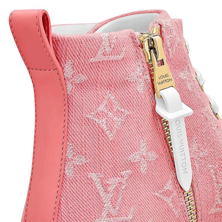 路易威登lv女鞋stellar 运动靴丹宁布粉色lv鞋子休闲鞋运动鞋1a6833