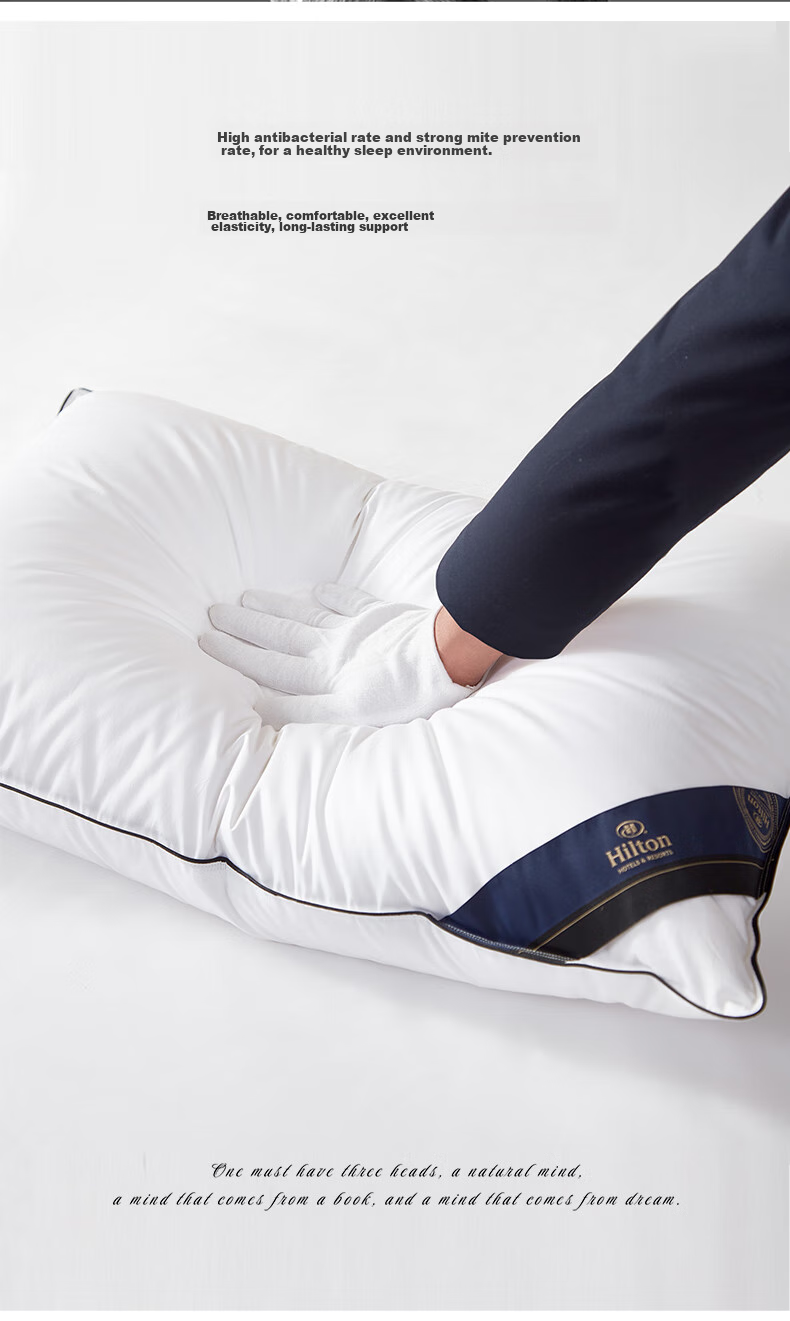 Canasin Hilton Hotel Pillow, High-Elastic Fiber Pillow Core Ultra-Soft Sleep Pillow, 48*74cm Low Pillow, Single Piece 9