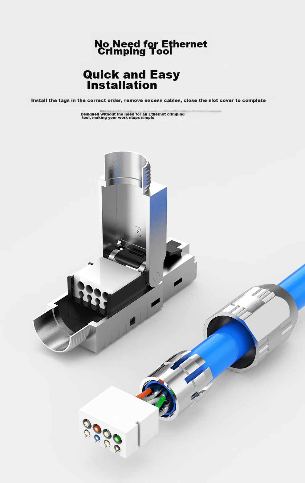 SK-LINK Cat7 Toolless Crystal Head, Engineering Grade CAT7 Unshielded RJ45 Computer Network Cable Connector, No Crimping Required Crystal Head, Single Pack 4
