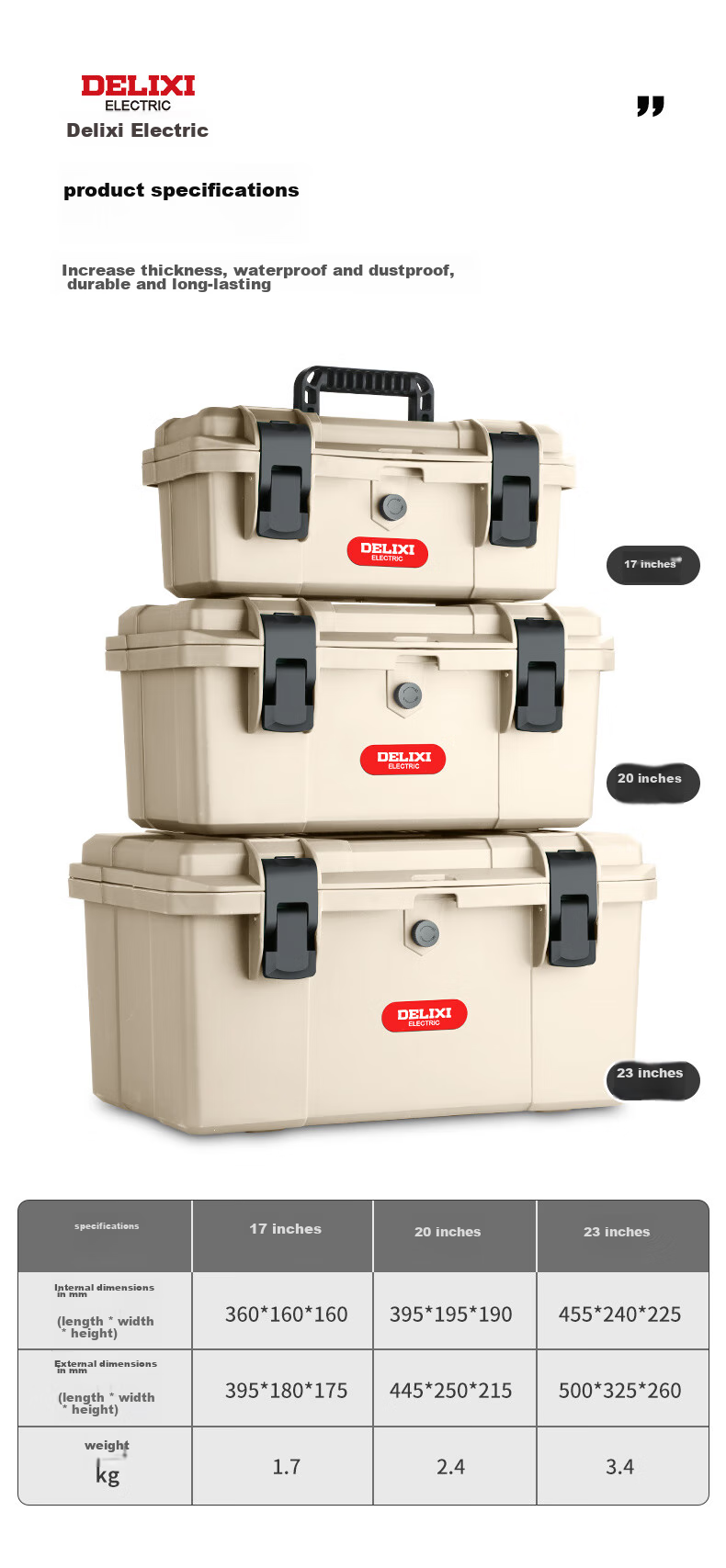 DELIXI Hardware Toolbox, Industrial-Grade Household Waterproof Box, Multifunctional Storage Box, Thickened Electrician's Car-Mounted Repair Kit 13