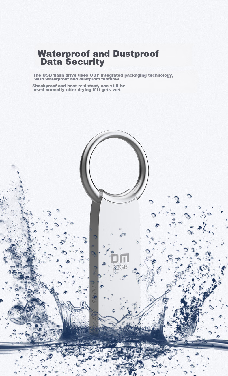 DM Daimai 32GB USB2.0 Flash Drive, Metal PD175, Silver, Compact Portable Metal Car Waterproof Shockproof Computer USB Drive, Tender Bid Small USB Flash Drive 4