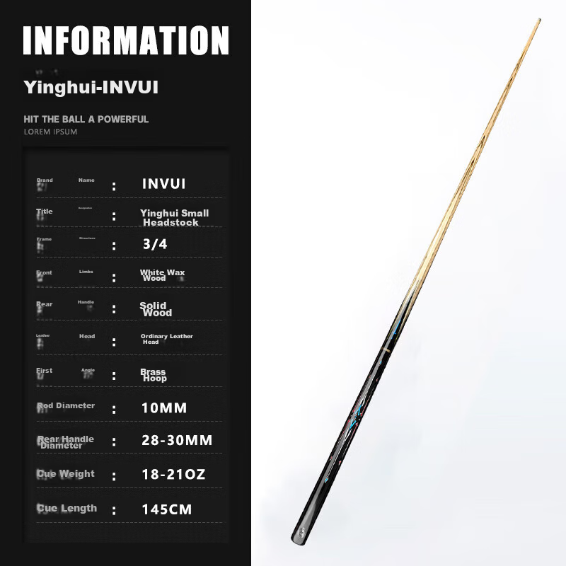 INVUI Pool Cue Tip, Cue Barrel Set, Chinese 8-Ball, 16-Color English Snooker Billiard Cue, Black 8 Z-17