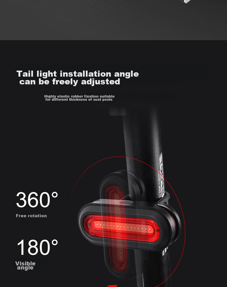 WestBiking Bicycle Light, High Brightness Night Rear Warning Tail Light, Mountain Bike Rechargeable Strong Light Night Riding Light, Strobe Light 3