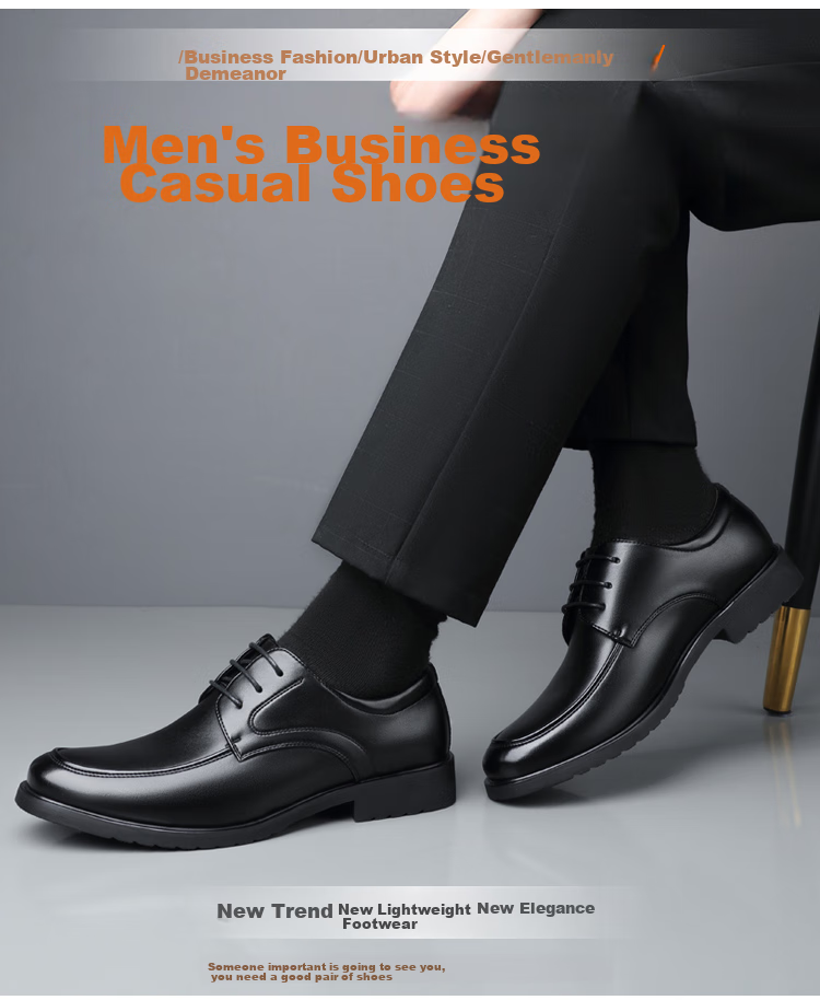 Poitulas Men's Lace-Up Lightweight Versatile Formal Business Casual Shoes, Low-Top Wear-Resistant, 9333 Black, Size 44 2