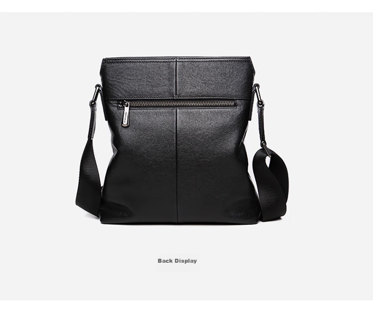 CROCODILE Top-Grain Leather Napa Texture Men's Business Vertical Shoulder Bag Crossbody Bag XT208 Black, Gift for Boyfriend 14