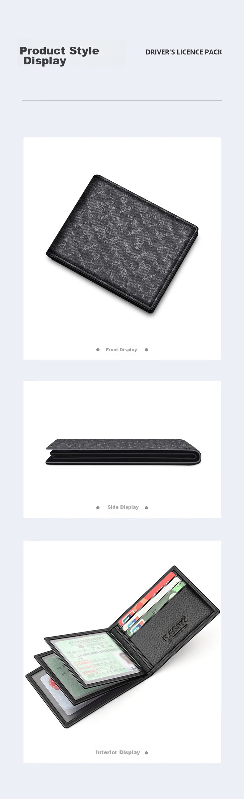 PLAYBOY Driver's License Holder for Men, Large Capacity Multi-Slot Integrated Vehicle Driving Permit Protective Case Card Holder Birthday Gift 7
