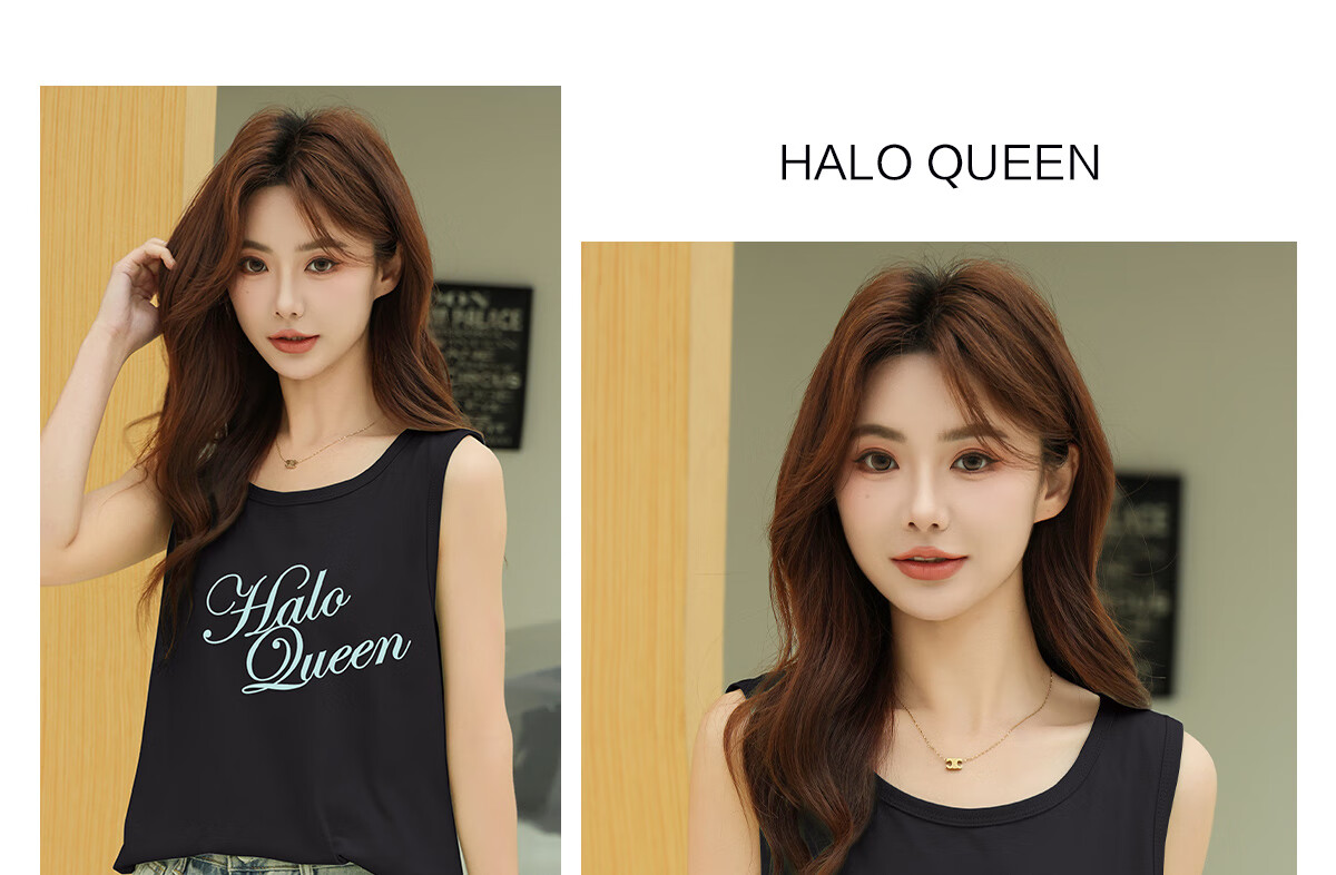 Halo Queen Women's American Style Sleeveless Tank Top Summer Casual Sports T-Shirt H142D3002 18