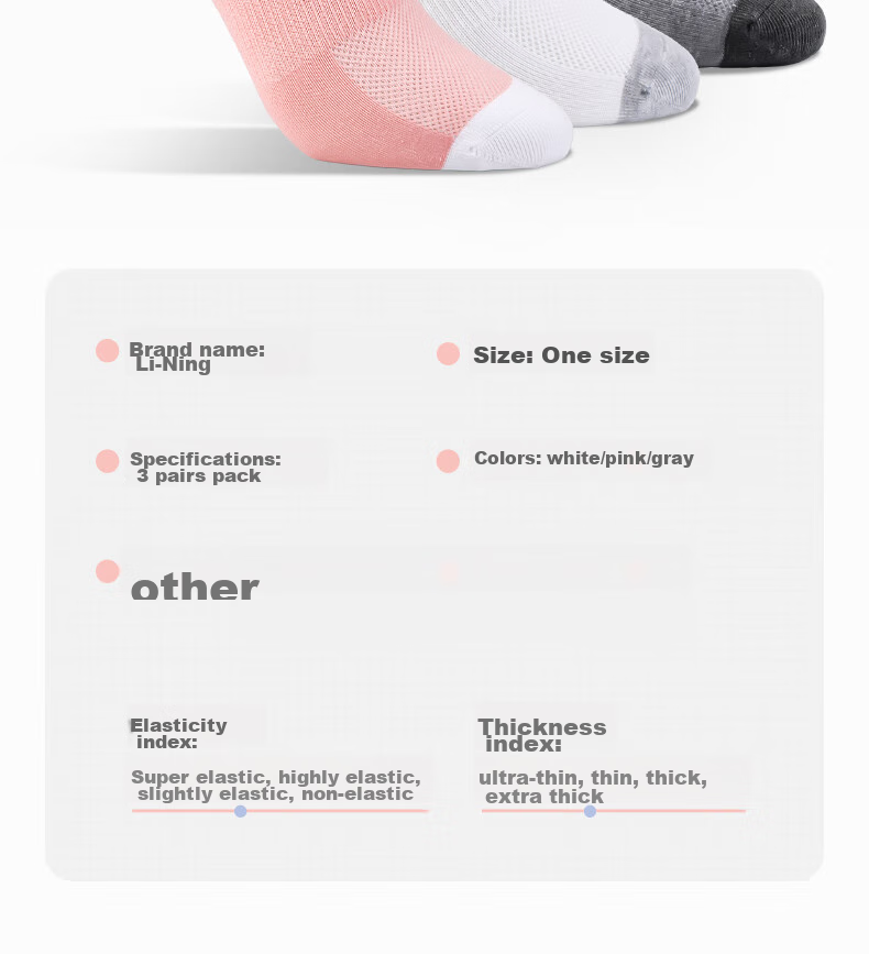 Li-Ning Women's Sports Socks (3 Pairs), Basketball Socks, Summer Running Sports Short Socks, Breathable Sweat-Absorbing Short Cotton Socks 25