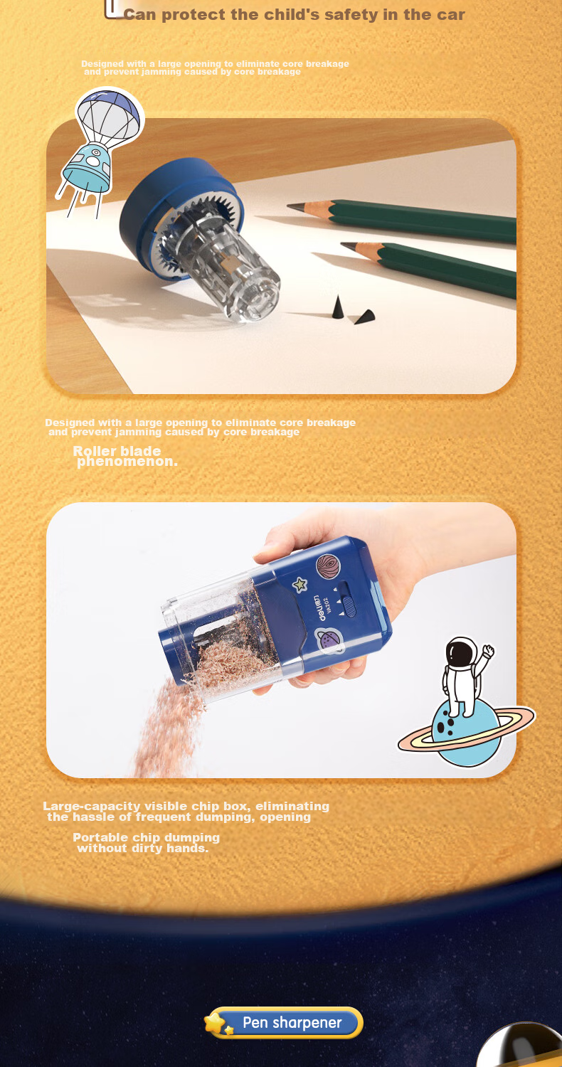 Deli Electric Pencil Sharpener Dual Power Source (Battery/Plug-In) Push-Button Semi-Automatic Pencil Sharpener Rotating Blade Sharpener Student Stationery Exam Children's Birthday Gift for Boys And Girls 8