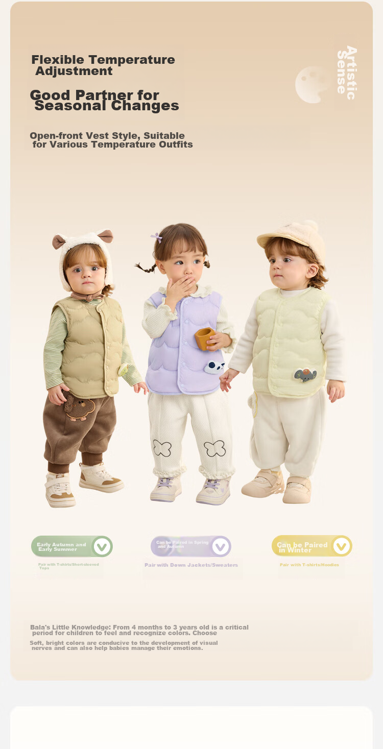 BALABALA Children's Clothing, Baby Vest for Outdoor Wear, Winter Outfit, Infant Clothes, Waistcoat, down Jacket, Lightweight, Cute, for Boys And Girls, Kids 9