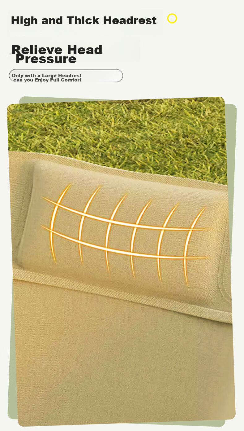 SIMAGO Outdoor Folding Chair Camping Chair Lounge Chair Portable Folding Moon Chair High Backrest Khaki XMDYLY 12