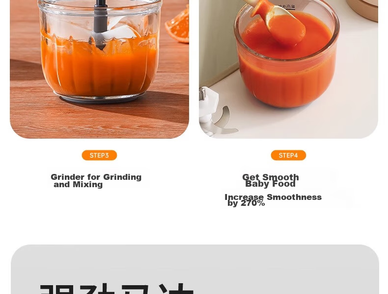Taoqibaby Baby Food Processor, Small Multifunctional Meat Grinder, Baby Food Preparation Tool, Fruit And Vegetable Puree Maker 23