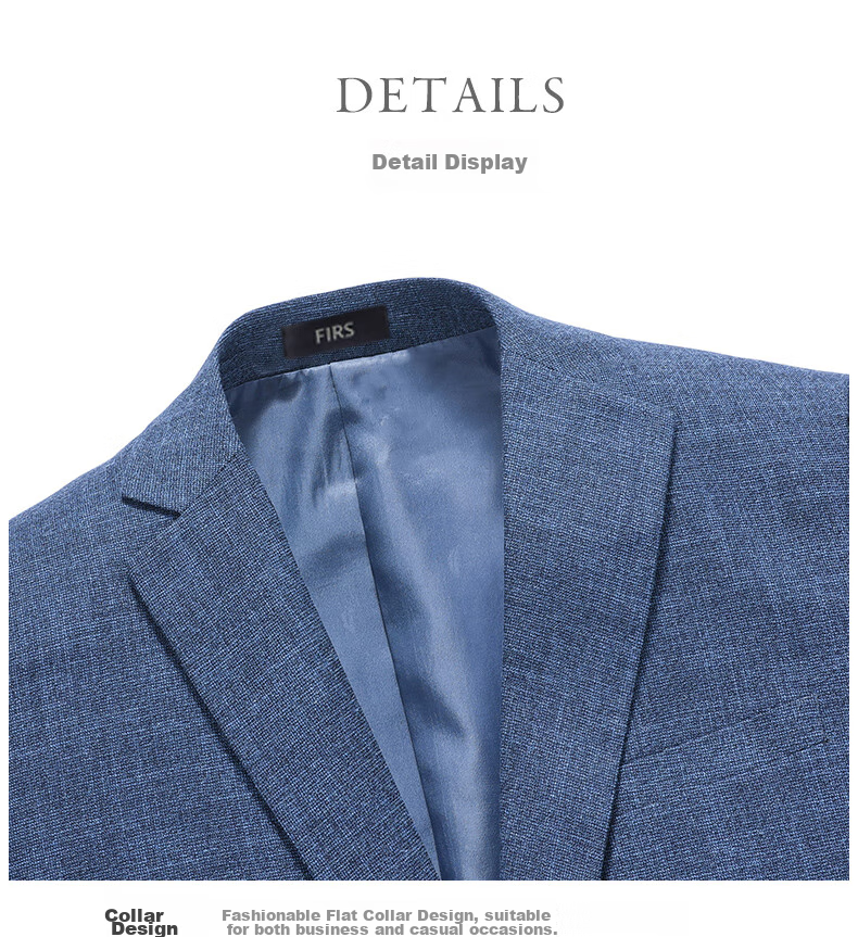 FIRS Men's Suit Jacket, Autumn Business Style, Middle-Aged Elastic Blazer, Casual Men's Single Suit Coat, Formal Work Attire, Wedding Suit, 2036 Blue, Size 185 13