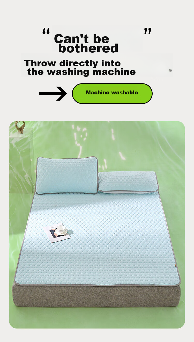 Laoxijiang Class A Latex Mat Cooling Mat Double Size Three-Piece Set Light Blue 180*200 [Machine Washable] 12