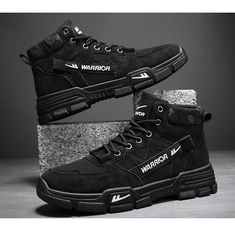 Warrior Men's Fleece-Lined Warm Martin Boots Casual Shoes Men's 0544 Khaki Fleece-Lined Size 42 13