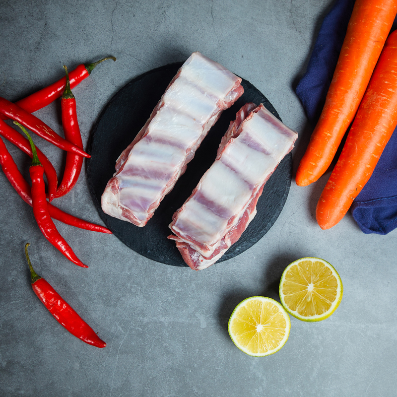 草原宏宝 国产 内蒙古羔羊肋排段 净重2斤 冷冻 烧烤羊排 地理标志认证