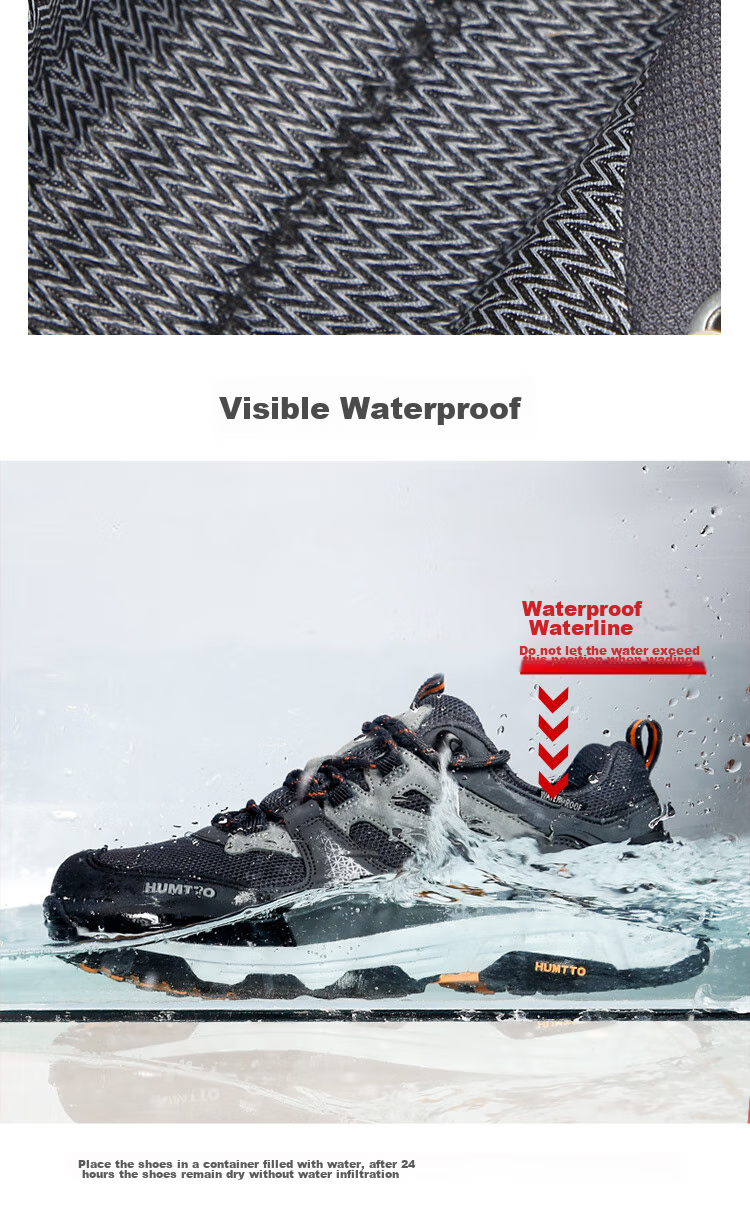 HUMTTO Waterproof Hiking Shoes, All-Season Low-Top Men's Non-Slip Trekking Shoes, Outdoor Casual Men's Footwear, Dark Gray, Size 39 8