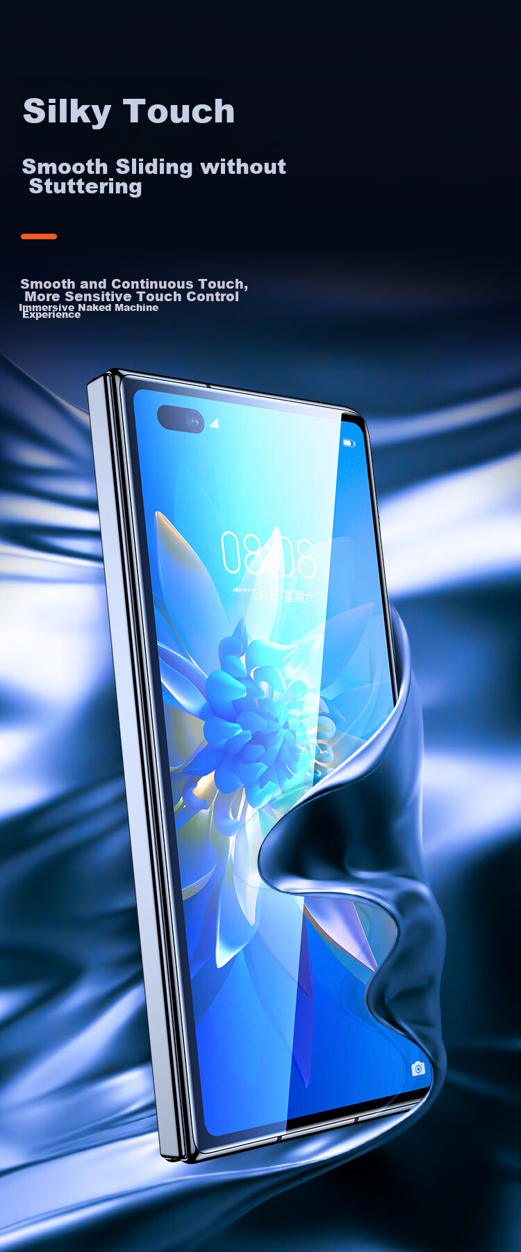 Yisika Tempered Glass Screen Protector for Huawei Mate X2 Collector's Edition Foldable Phone, 5G Protective Film, Anti-Scratch, Wear-Resistant, Low Fingerprint, HD Gaming Full-Screen Film JM830 11