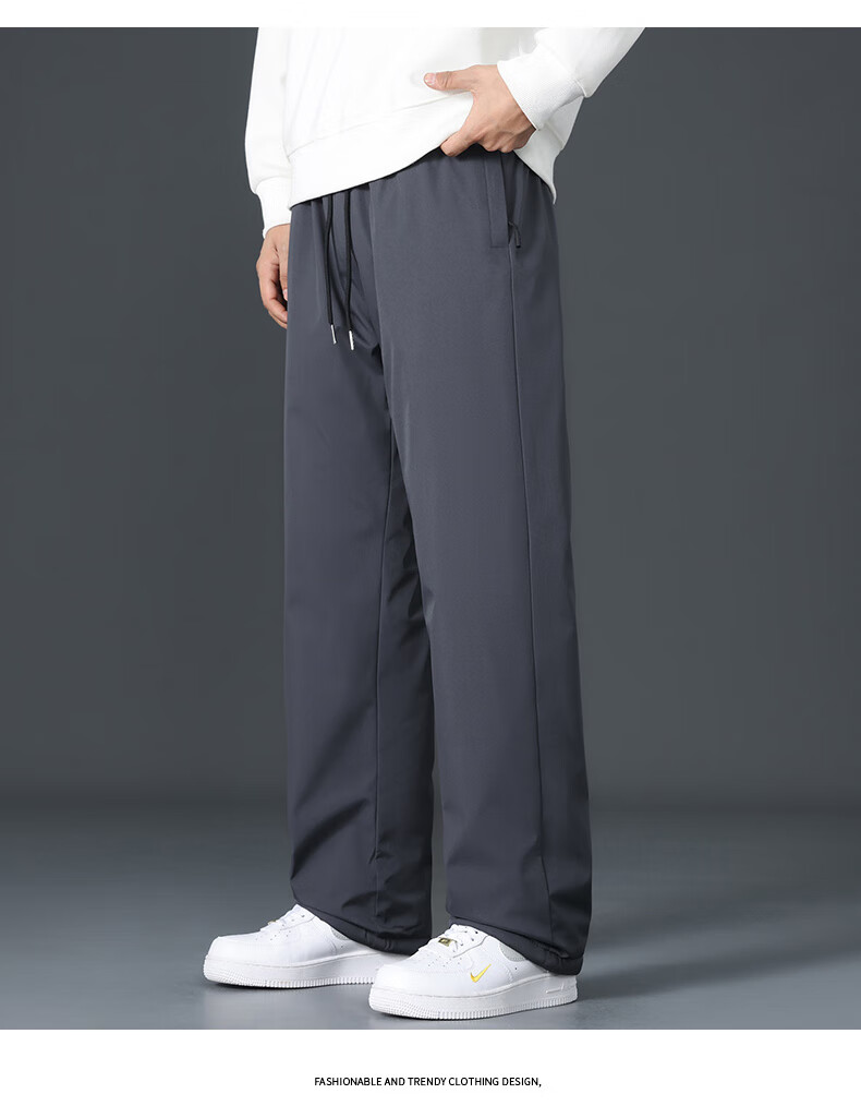 CLOR Lambswool Pants for Men, Autumn And Winter Fleece-Lined Thick Warm Casual Sports Straight-Leg Trousers CL45JR Black 4XL 9