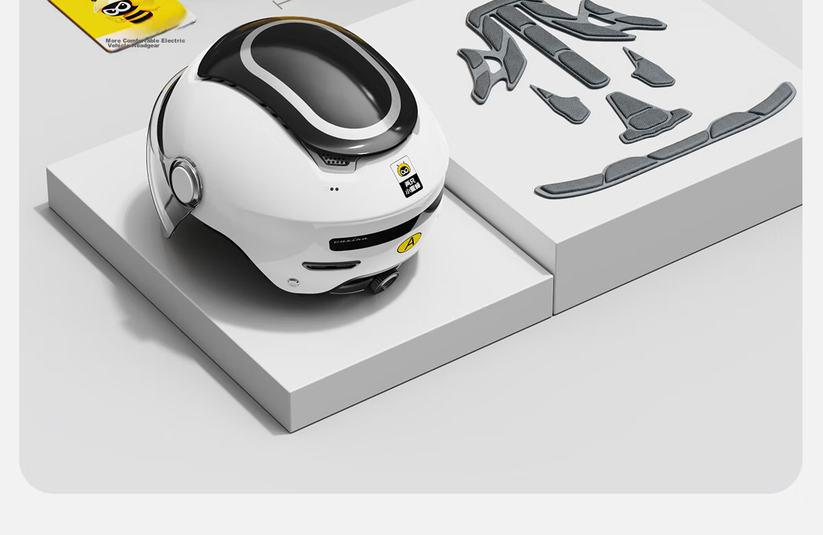 Two Little Bees 3C Certified Electric Vehicle Helmet Motorcycle Four-Season Universal Half Helmet Sun Protection Anti-Fog Dual Lens Zero-Pressure Sunroof Unisex Electric Bike Helmet TK47 Upgraded MIPS 63