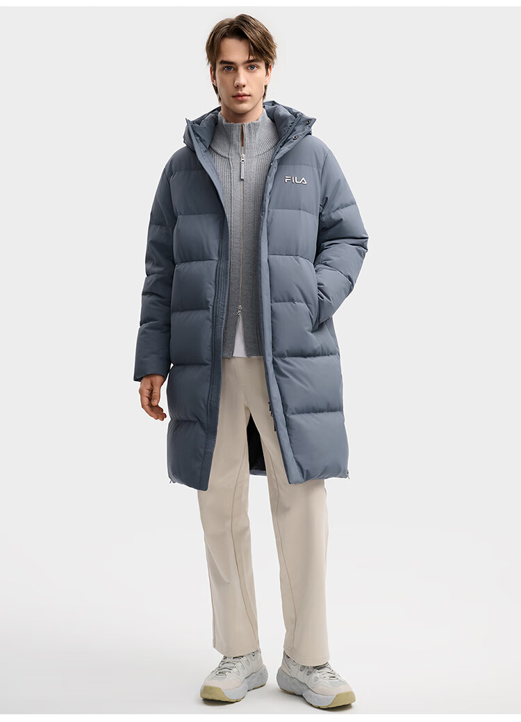 FILAFILA Official RGB Long Down Jacket 2025 Winter Couples Hooded Cold-Resistant Warm Coat 19
