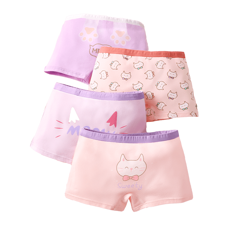 LangSha Girls' Antibacterial Cotton Boyshort Underwear, No Wedgie, Toddler Panties, Size 130