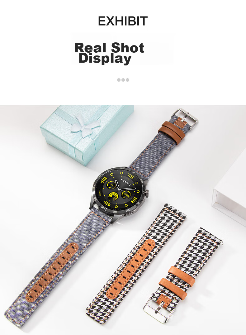 Weiqiantu Suitable for Huawei Watch GT6/GT5/GT4/watch4pro/watch3pro/GT3pro/Leather Strap 46/48 Dial [Denim Blue] 8