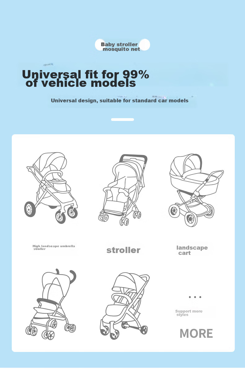 Nanjiren Baby Stroller Mosquito Net, Full Coverage Universal Enlarged Baby Anti-Mosquito Cover, Children's Mesh Sunshade, Small Stroller Anti-Mosquito Net 2
