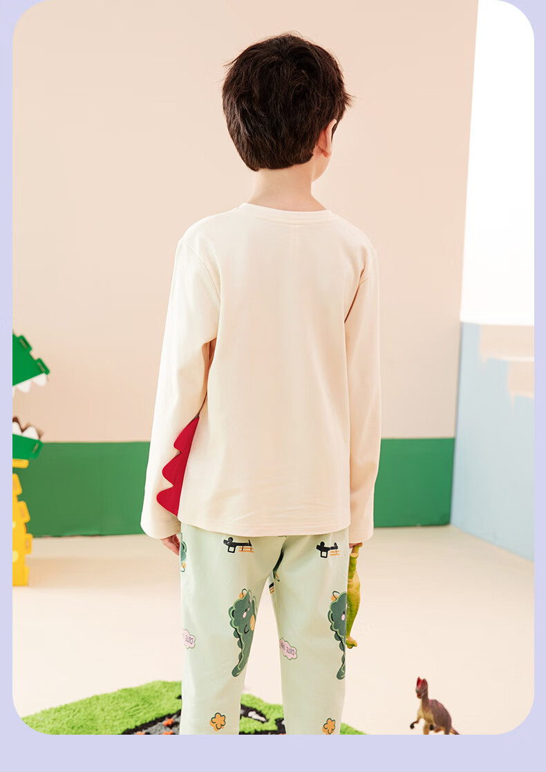 Fenteng Children's Pajamas for Boys, Pure Cotton Spring Season Sleepwear for Older Boys, Wearable Outside, Boys' Loungewear Q9X24790048 32