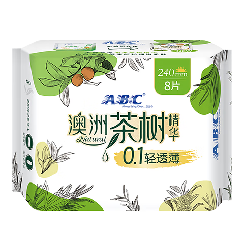 ABC Australian Tea Tree Extract Ultra-Thin Breathable Daytime Sanitary Napkins Sold by JD Menstrual Pads 240mm*8 Pieces