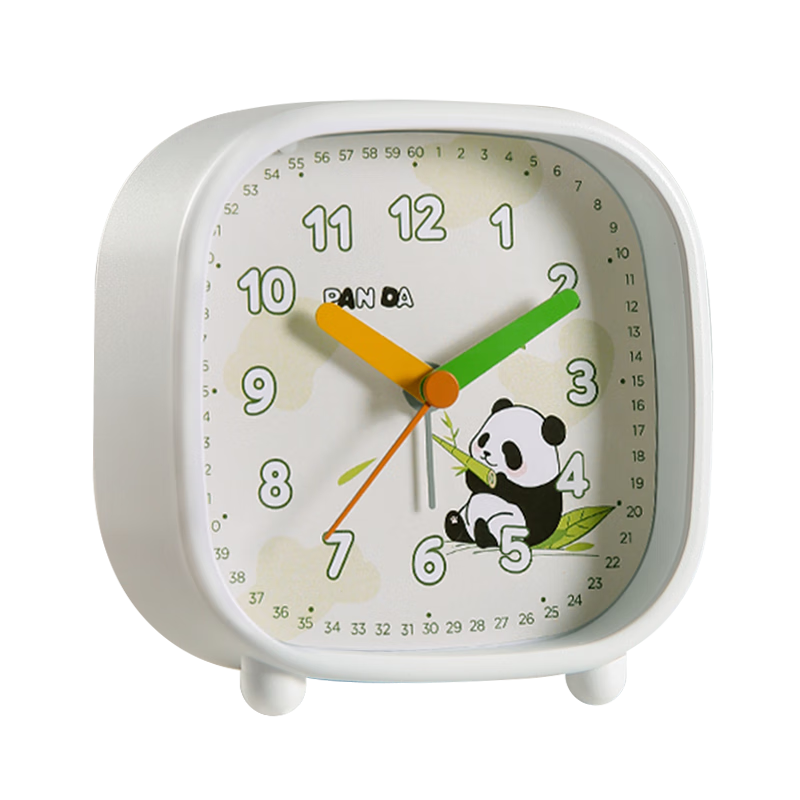 Mashi [Soft Night Light] Alarm Clock for Children And Students, Creative Hourglass-Shaped Clock, Simple Square Design with Hands, Luminous, Lazy Person's Night Light, Desktop Bedside Clock C301-5 Panda Gift