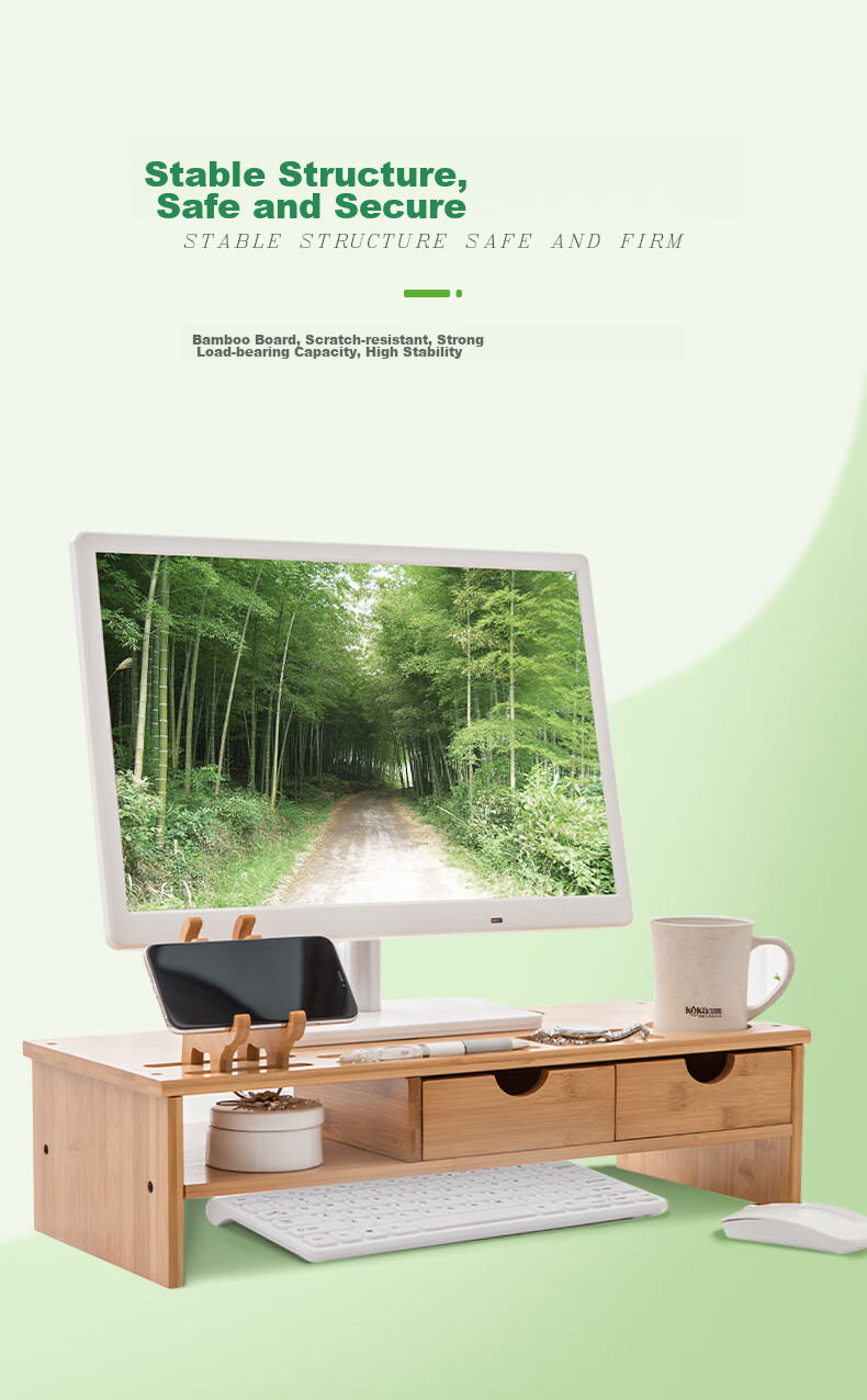 Beifang (Befon) Computer Monitor Riser with Three Drawers, Laptop Stand, Storage Rack, Monitor Stand, Multifunctional Computer Base 72754 6