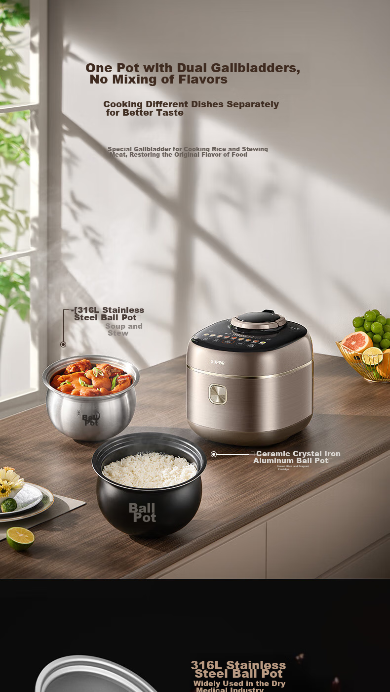 SUPOR New High-Pressure 140kPa Quick Release Titanium Fresh Breath IH Electric Pressure Cooker 5L 2200W 316L High-Pressure Pot for 4-6 People SY-50FH5999Q 13