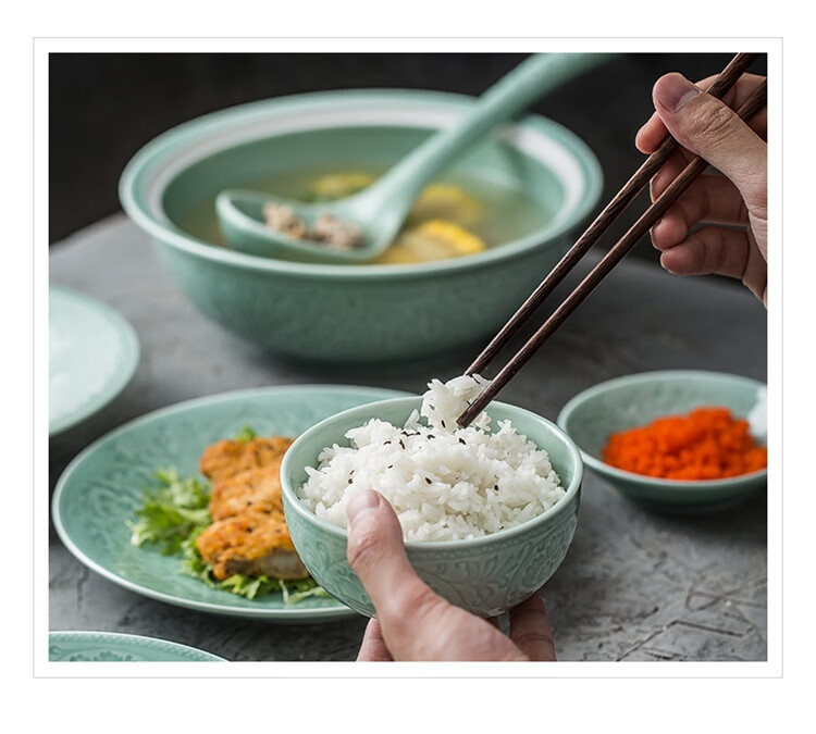 Sushitaoci | Set of Tableware with Annual Rings, Simple 21-Piece Ceramic Plates And Bowls Gift Box, Jiamei Series 5