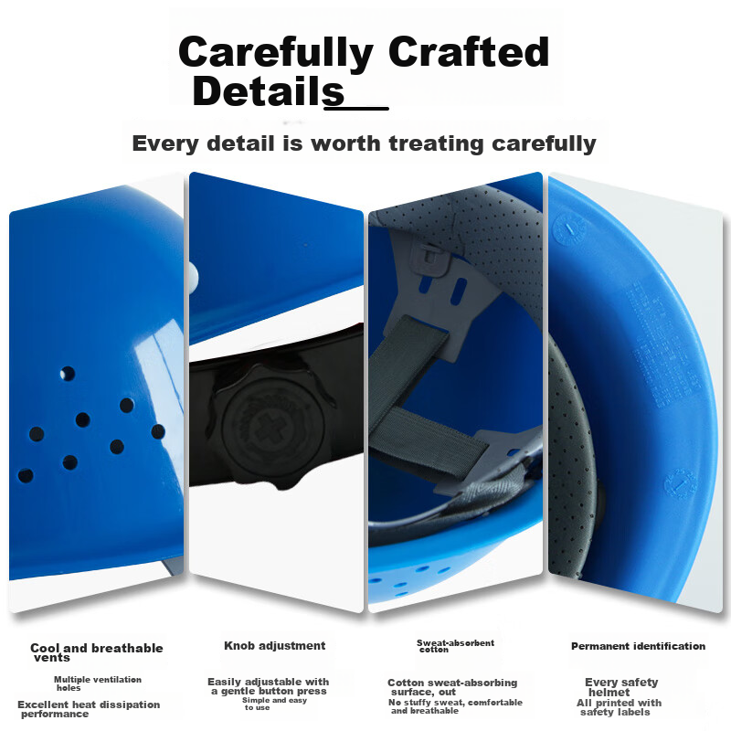 SHOUDUN Safety Helmet, New Style, Thickened Breathable Anti-Smashing, for Construction Workers And Electricians, Blue SD-B10 Helmet Gourd Buckle [Knob Version]