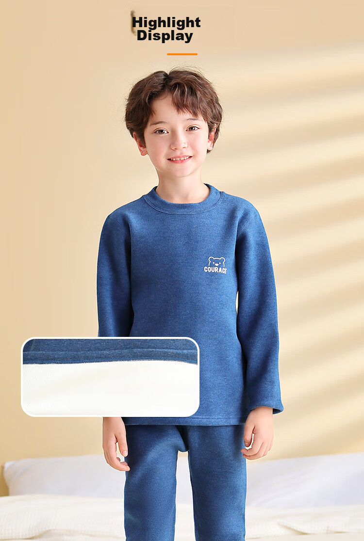 Nanjiren [400g School Uniform Essential] Children's Thermal Underwear, Boys And Girls Winter Fleece-Lined Thickened Autumn Top And Pants Set 6