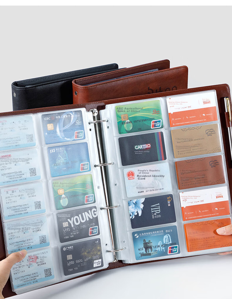 Faramon Large Capacity Business Loose-Leaf Business Card Holder, 1000 Slots, for Credit Cards And Membership Cards, Storage And Collection Album, Business Card Case for Men And Women, Brow 11