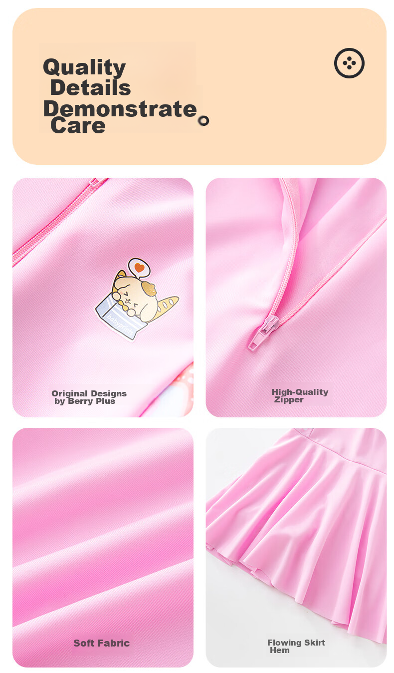 Babyprints Girls' One-Piece Swimsuit for Children And Teens, Quick-Dry Swimwear for Swimming Training And Hot Springs, Pink XL 5