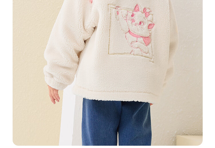Disney Kids Girls Faux Lamb Wool Stand Collar Colorblock Warm Jacket Winter 2023 DB341IE06 Pink White Size 120 6