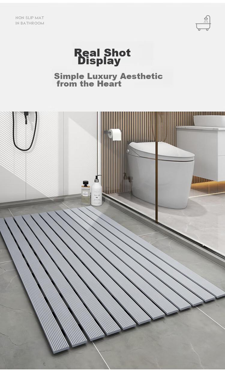 Huaxu Household Bathroom Non-Slip Mat, Shower Room Bathing Area Anti-Fall Floor Mat, Bathroom Washroom Toilet Water Barrier Waterproof Hollow Desig 18