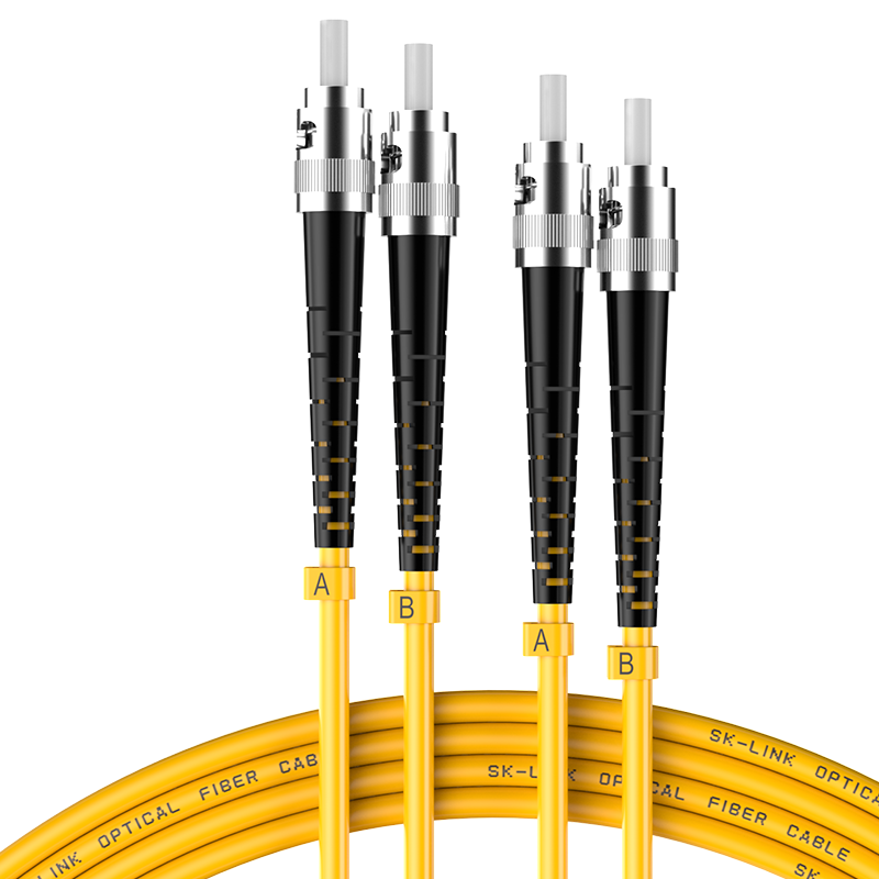 SK-LINK Fiber Optic Patch Cable, ST-ST Telecom-Grade Single-Mode Dual-Core Gigabit/10Gbps UPC Fiber Optic Cable for Transceivers, Pigtail, Low Smoke Zero Halogen, SK-TXSM 1 Meter