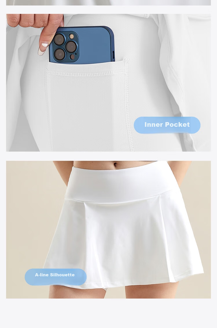 Fandimu Sports Skort for Women, Breathable, Anti-Exposure, with Lining, Fake Two-Piece Design, for Outdoor Badminton, Tennis, Running, And Half Skirt 16