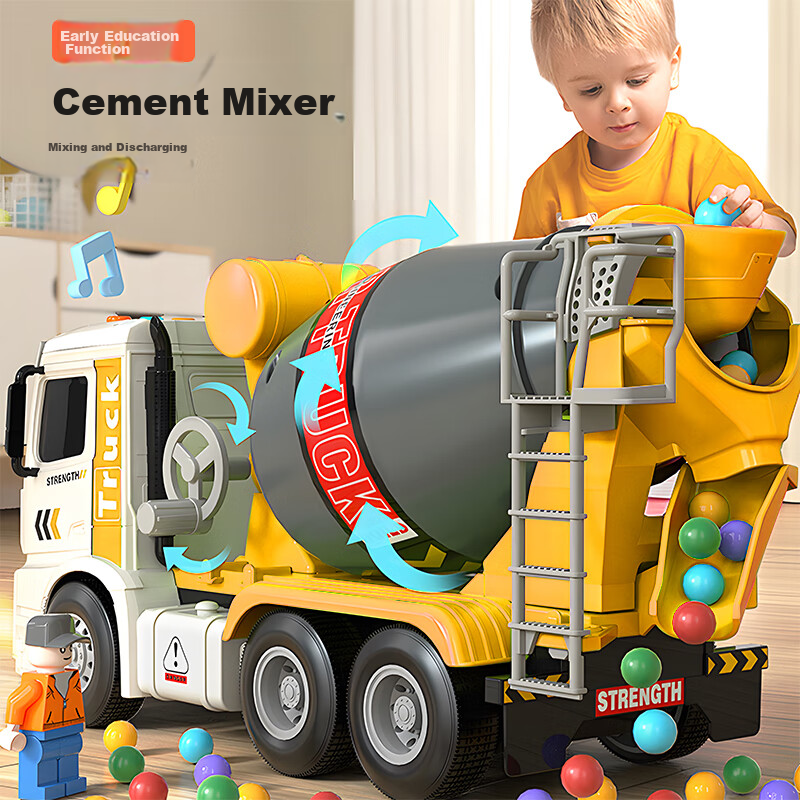 Cawndilla Families Large Children's Mixing Truck Toy Car Model Construction Vehicle for Boys And Girls, Birthday Gift