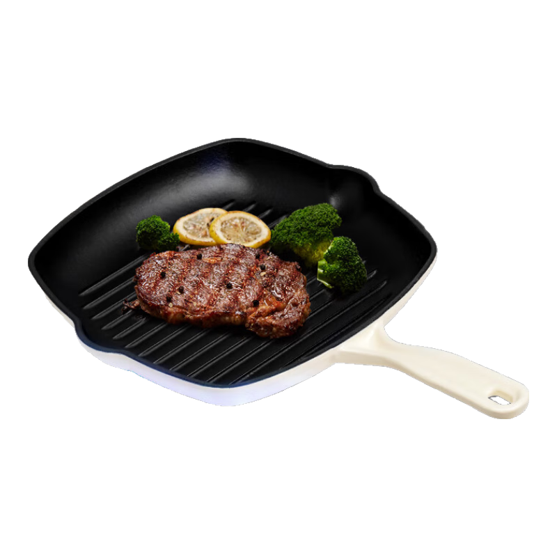DES LON (DESLON) Enamel Steak Pan, Non-Coated Non-Stick, Household Flat-Bottom Griddle, for Grilling Eggs, Burgers, And Western Cuisine