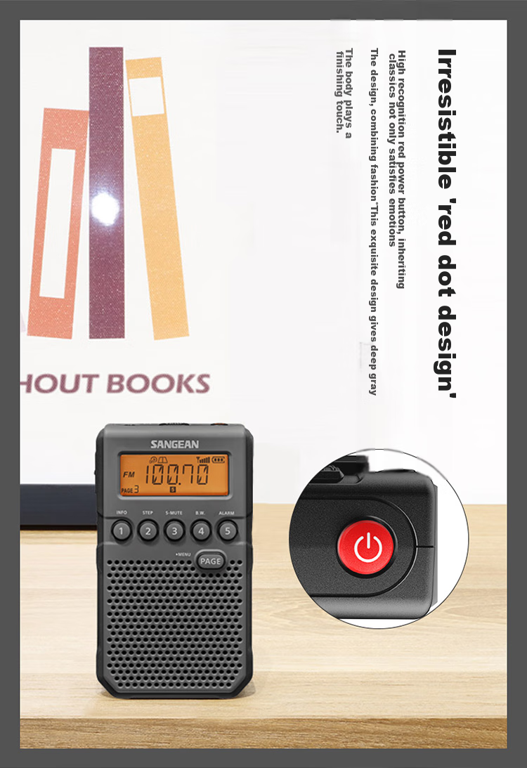 SANGEAN DT-800C, Digital Tuning Mini Alarm Clock Radio, Portable, for Elderly, Semiconductor, Students, Campus Broadcasting, FM English CET-4/6 6
