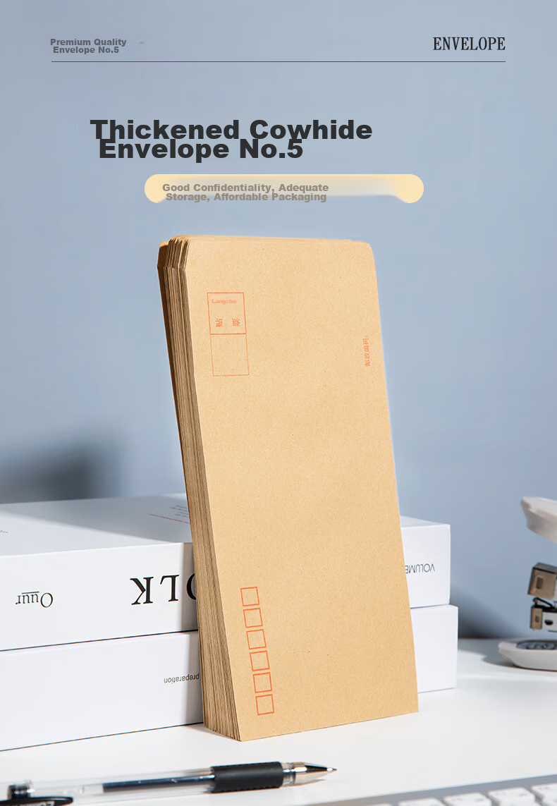 COMIX No. 5 Kraft Paper Envelopes for High School Entrance Exam Motivational Letters, Standard 220*110mm Adult Graduation Envelopes with Premium Feel, Salary Envelope, Invoice Envelope, 50 Sheets Per Pack 1