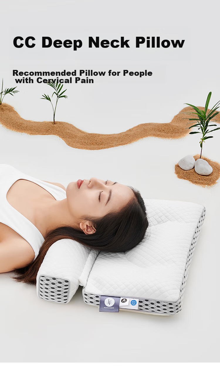 Lafufeier Whole Wheat Skin Pillow, Round Pillow, Square Pillow, Zoned Support Cervical Pillow Core, Breathable Sleep, with Pillowcase 3