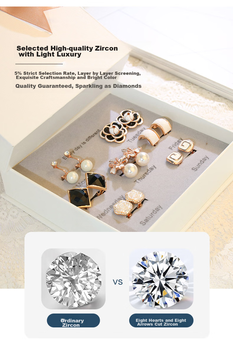 Dairuo No-ear Piercing Earrings for Women, High-End One-Week Set, Simple And Elegant Ear Jewelry, Practical Birthday Gift for Girlfriend 11