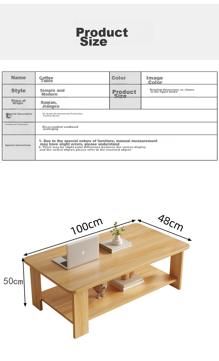 Gupujia Coffee Table, Simple Modern Sofa Side Table with Storage, Double-Layer Small Tea Table for Small Apartments And Balcony 11